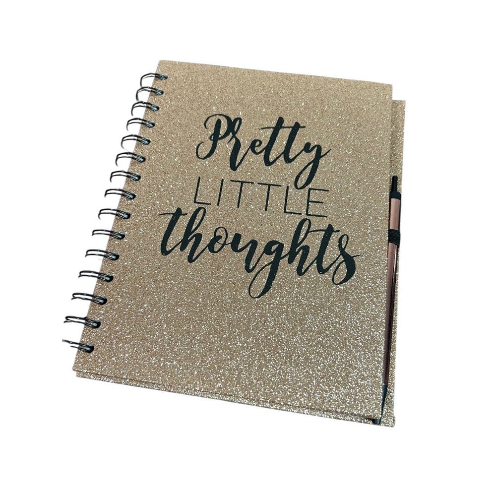 Claires New Gold Glitter Lined Journal Spiral Bound 8 x 6 Inch
